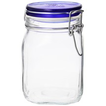 Bormioli Rocco Fido Square Jaw with Blue Lid, 33-3/4-Ounce, 33.75 Ounce, Clear - $28.99
