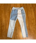 Pacsun Y2K Two-Tone Patchwork Mom Jeans Size 27 Denim Sustainable 90s Vi... - $23.82