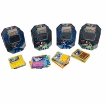 Lot Of (4) Pokemon Trading Card Game Empty Tin Boxes - Plus Added Bonus Cards - £22.50 GBP