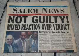 Salem News Ohio Newspaper Special Edition OJ SIMPSON NOT GUILTY Oct 4 1995 - £7.92 GBP