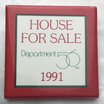 Department 56 1991 House For Sale Vintage Pin Button Pinback Square - $9.89