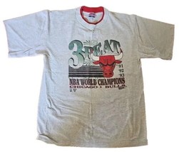 Chicago Bulls 3 Peat T-Shirt Single Stitch World Champions XL USA 1993 Vtg - £27.72 GBP