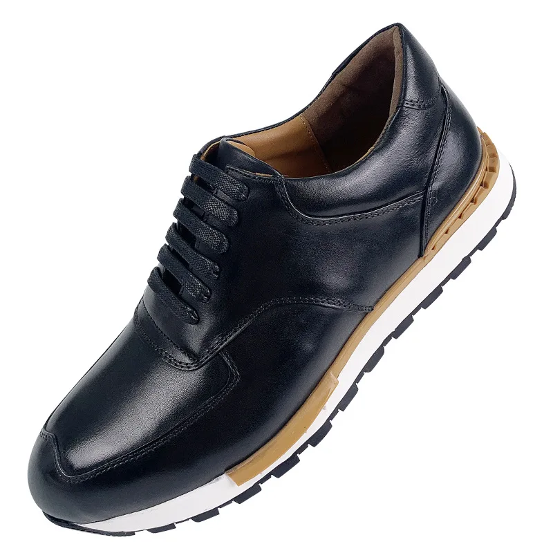 High Quality Genuine Leather Men Casual Sneakers Vintage Design Lace Up ... - $122.31