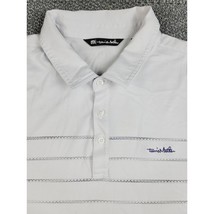 Travis Mathew Shirt Men&#39;s XXL Polo White Embroidered Logo Stripes Golf S... - $379.77 MXN