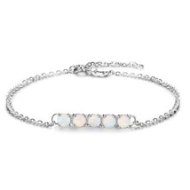 Barre d&#39;opale multicolore créée solide 925 chaîne en argent Bracelet femmes... - £62.39 GBP