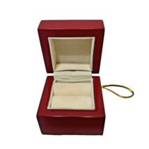 Vintage Bright Red Ring Box Acrylic Hinged Velvet Lined with Hanger 1.75 x 1.75 - £11.85 GBP