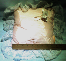 Large Peach Illusion Tulle Sateen &amp; Lace Wedding Ring Bearer Pillow Holder - $11.95