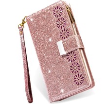 Galaxy S20 Fe 5G Case Bling Wallet, [Zipper Pocket] Glitter Leather Magnetic Sta - £25.57 GBP