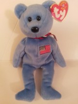 Ty Beanie Babies America the Bear Light Blue 8&quot; Tall Retired Mint With A... - $14.99