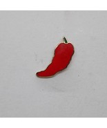 Red Chili Pepper Gold Tone Metal and Enamel Lapel Pin - £14.93 GBP