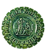 Antique Plate Wet Nurse Breastfeeding Baby Hobo Dog Family Green Aged Gl... - $1,892.66 MXN