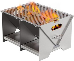 Ajinteby Portable Fire Pits For Wood Burning, Campfire Grill, Bonfire And Picnic - £41.55 GBP