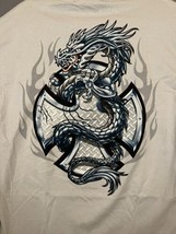 ODM Guardians of Paradise Dragon Tshirt Gray Vintage L Large 2002 Design On Back - £33.77 GBP