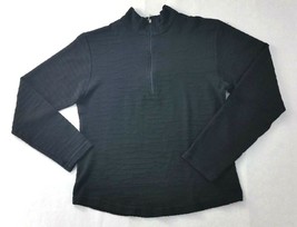 Marker Black Textured Stripe Long Sleeve Half-Zip Light Pullover Top Wom... - £23.58 GBP