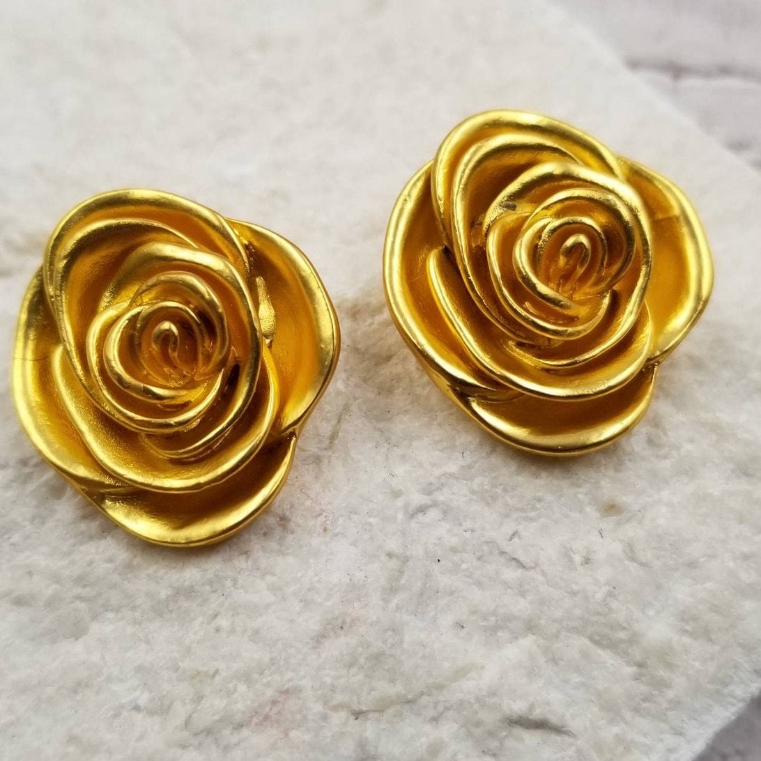 Rose Stud Earrings Gold