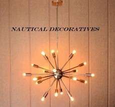 18 Lights Mid Century Modern Antique Brass Sputnik Chandelier light fixture - $276.18