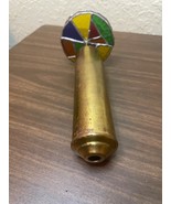 Vintage Stained Glass 2 Wheeled Copper Kaleidoscope no base - $44.55