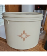 Vintage Tupperware Starburst Beige Almond Canister Container with Lid 7 in. - £5.64 GBP