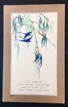 Antique  Merry Christmas Greeting Card P.F. Volland 707 1917 Art Deco Birds - £24.04 GBP