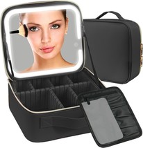 Makeup Travel Bag with LED Lighted Mirror Makeup Travel Train Case with Adjustab - £56.13 GBP