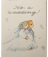 Gibson Greeting Card Vtg 1987 &quot; Its A Wedding &#39; TEDDYBEAR BRIDE AND GROO... - $5.25