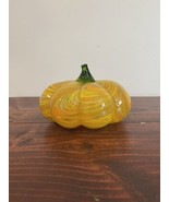 Vintage Handblown Swirl Glass Pumpkin Art Paperweight Fall Home Hallowee... - $35.62