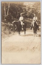 RPPC Two Young Men On Horseback Real Photo c1908 Postcard U23 - £11.72 GBP