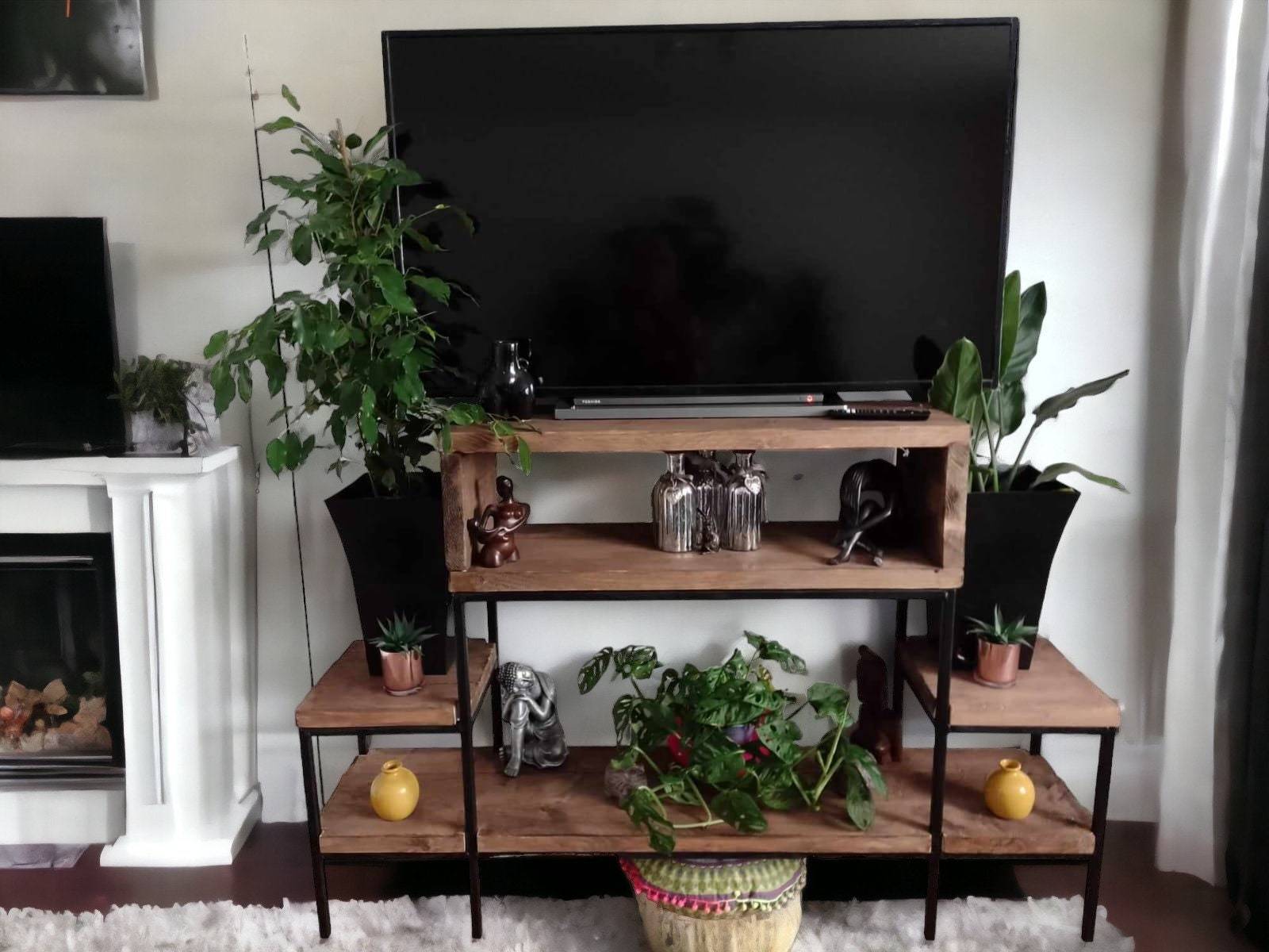 TV Stand / Shelving Unit  - Sleek , Vintage Style Using Reclaimed Scaffo... - $583.00