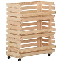 vidaXL Vegetable Trolley 30.3&quot;x11.8&quot;x31.5&quot; Solid Wood Pine - £123.73 GBP