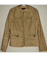 Dana Buchman Tan Linen Blend Jacket With Zipper Pockets Women’s Size 6 - $29.73 CAD
