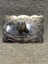 Vintage  Two Tone Horse Belt Buckle Fashion Accessories Ranch Cowboy KG - $14.84