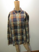 J. CREW Shirtings Washed Tartan 100% Cotton Long Sleeve Shirt sz LG Butt... - $39.95