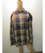 J. CREW Shirtings Washed Tartan 100% Cotton Long Sleeve Shirt sz LG Butt... - £31.32 GBP