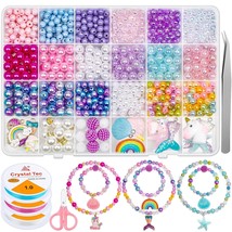 773Pcs Mermaid Charm Diy Beads For Jewelry Making, Unicorn Diy Bracelet Making B - £22.37 GBP