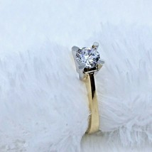 Two-Tone Brilliance 14k Yellow &amp; White Gold Solitaire Ring with Cubic Zirconia - £212.48 GBP