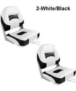 Boat Seats 2 Folding Low Back White &amp; Black UV Treated Marine Grade Viny... - €138,50 EUR