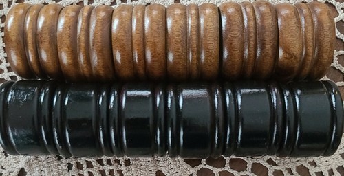 Set of Twelve (12) ~ Wooden ~ Grooved ~ Napkin Rings ~ 6 ~ Dark ~ 6 ~ Medium  Item image 3