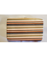 I Squared Push Lock Long Rectangle Wallet W Checkbook Holder Striped Gre... - £11.61 GBP