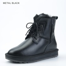 Women Short Ankle Casual Winter Snow Boots Real Sheepskin Leather Shearling Wool - £142.75 GBP