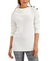 Msrp $50 Style &amp; Co Ribbed Button-Detail Tunic Sweater Size Petite Med (Stained) - £9.45 GBP