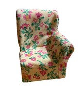 Fisher Price Loving Family Dollhouse Fabric Cloth Sofa Chair Floral Yellow Pink - £5.93 GBP