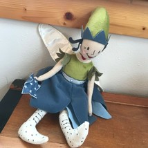 Very Cute Green &amp; Blue Plush Fairy Doll w Heart Necklace &amp; Star Wand – 1... - £7.58 GBP