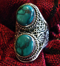 Rings Silver Turquoise Indian Ethnic Jewellery Fashion Jewelry Unisex Uk Size M - $181.41