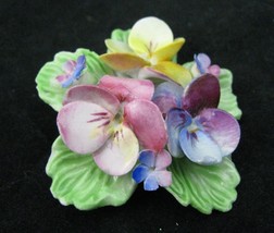 Vintage Denton Porcelain Flower Brooch 3D Floral Pin Fine Bone China England Mcm - £9.24 GBP