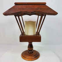 Vintage Farmhouse Wood Lantern ART w/ Battery Candle 13x9x9 Inch - £65.20 GBP