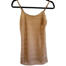 Mystree Womens Camisole Tank Top Sheer Mesh Layering Mocha - £13.25 GBP