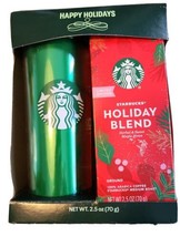 Starbucks Mermaid Travel Mug Gift Set Happy Holidays Green Coffee NEW - $16.08