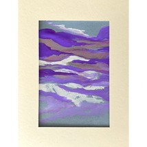 Purple Sky - Original Wall Art Gouache Watercolor Painting Matted 5x7in - £20.92 GBP