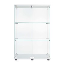 White Two Door Glass Display Cabinet with 3 Shelves - Display Case - $5,394.11 MXN