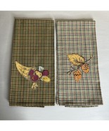 Vintage Kitchen Dish Towel Fall Plaid Holiday Thanksgiving Embroidered - €8,63 EUR
